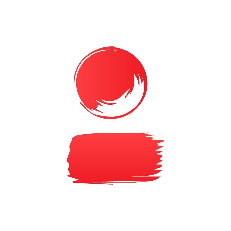 Red paint brush stroke, ink splatter and artistic design elements. Dirty watercolor texture, box, frame, grunge background, splash or creative shape vector