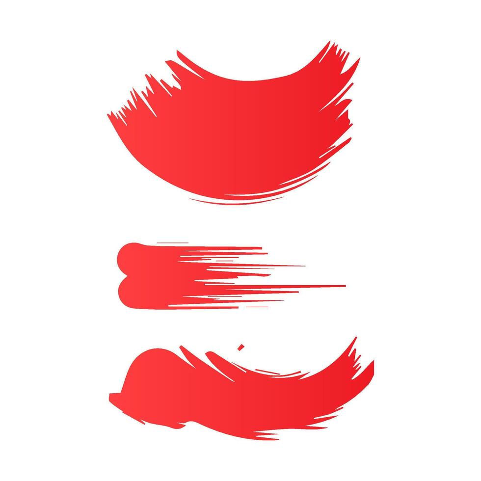 Red paint brush stroke, ink splatter and artistic design elements. Dirty watercolor texture, box, frame, grunge background, splash or creative shape vector