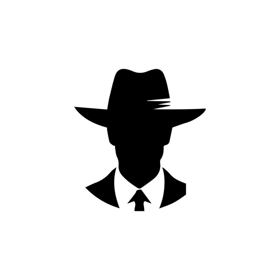 detective logo, silhouette of man wear hat vector