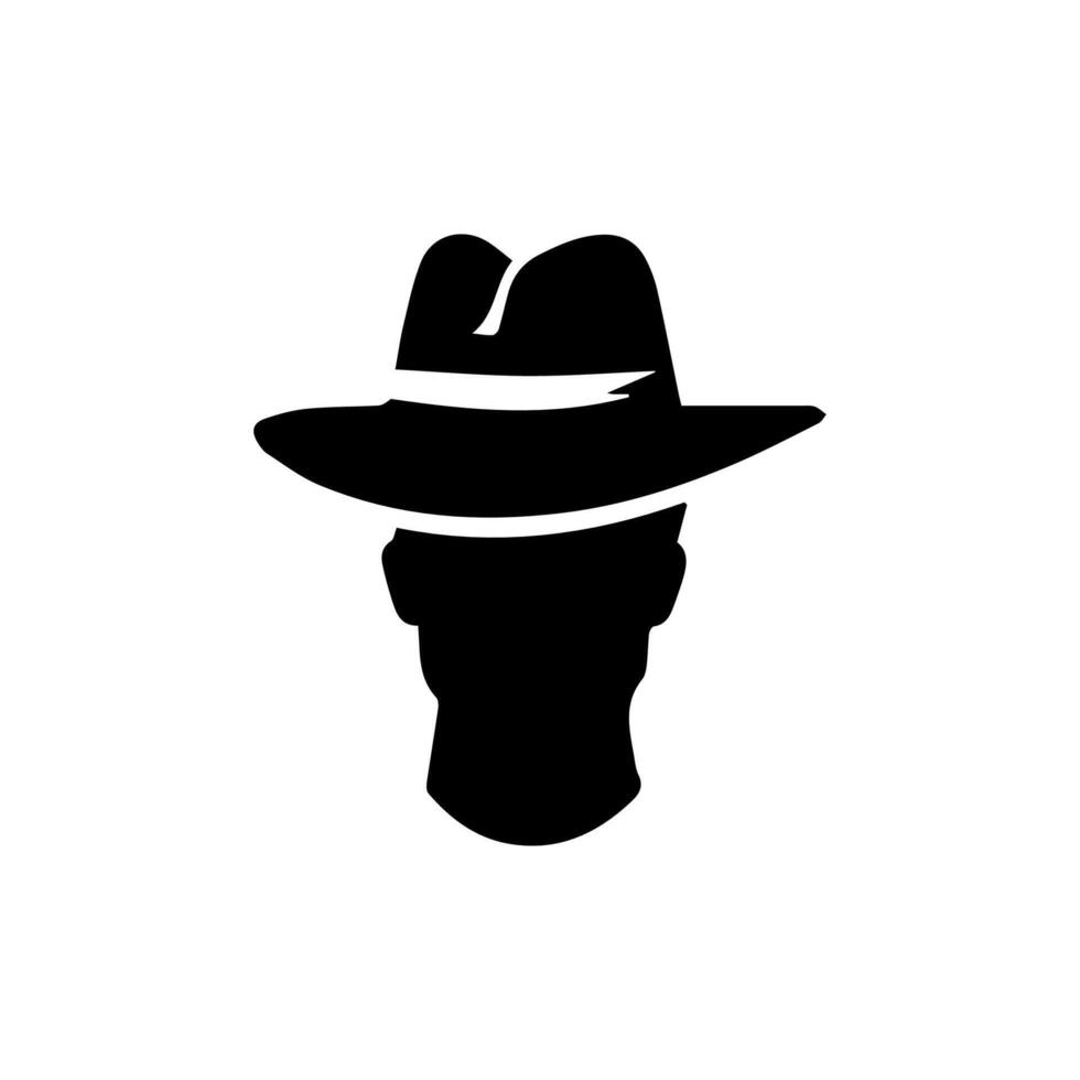 detective logo, silhouette of man wear hat vector
