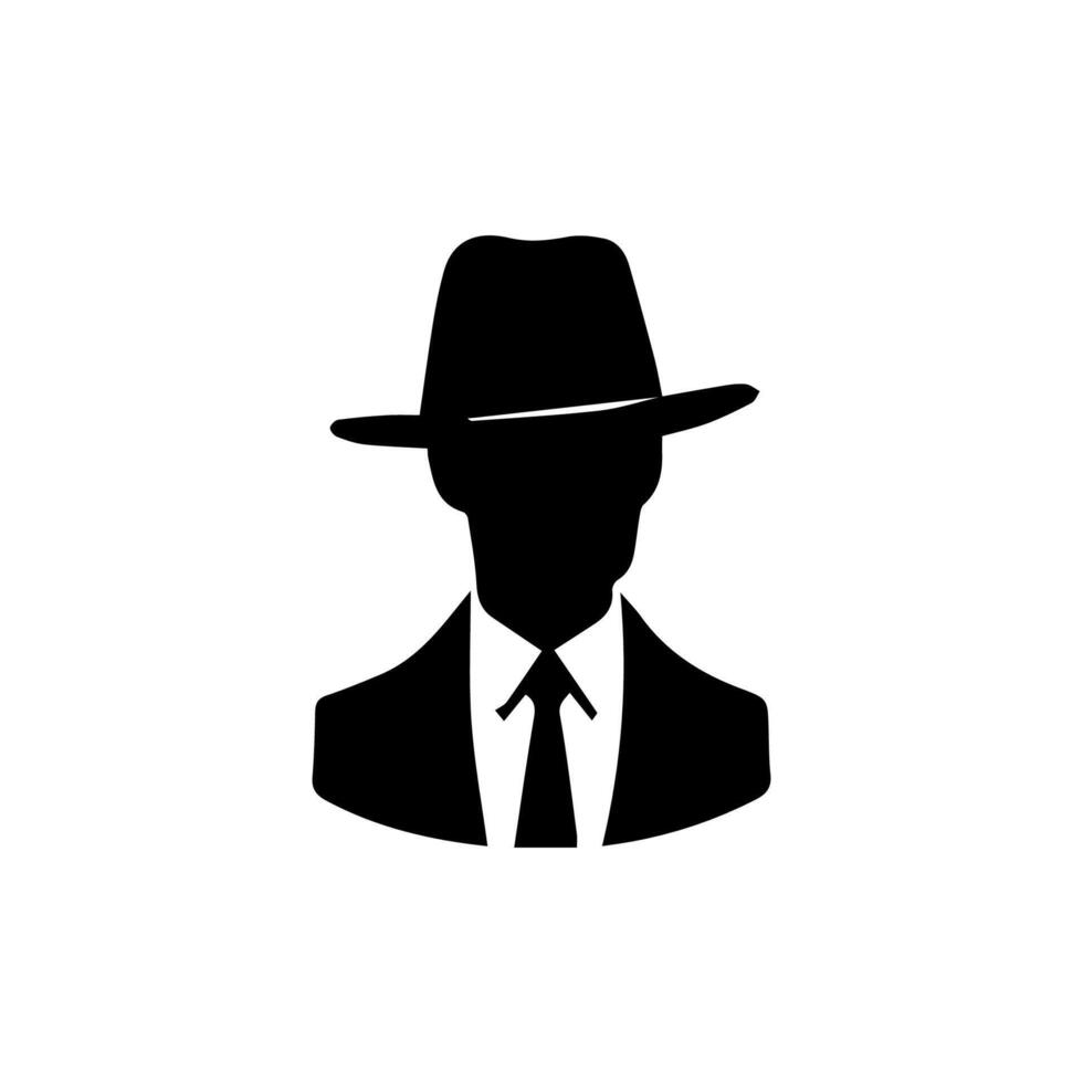 detective logo, silhouette of man wear hat vector