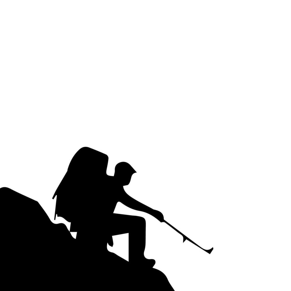 Mountain hiking silhouette, Nature exploration vector