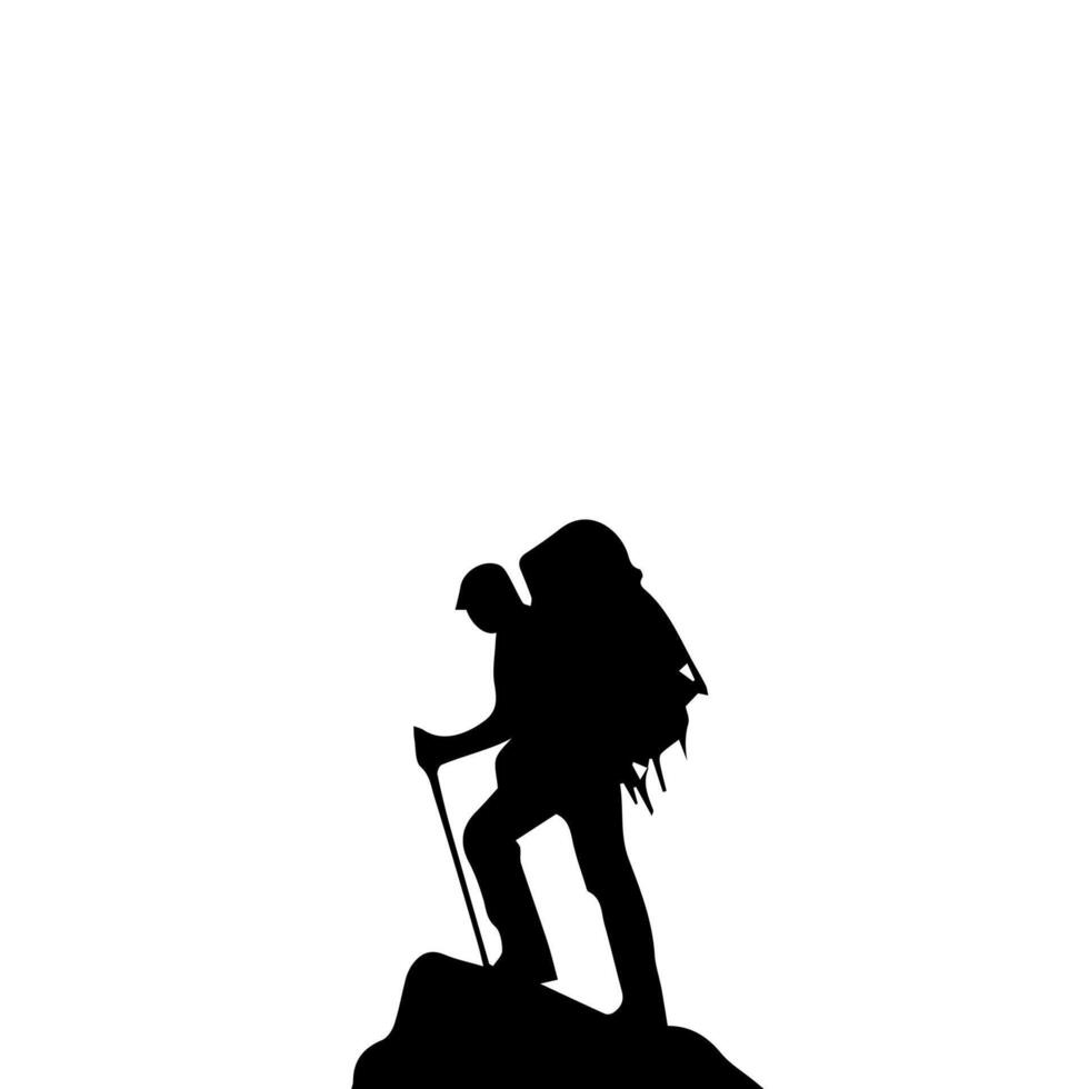 Mountain hiking silhouette, Nature exploration vector