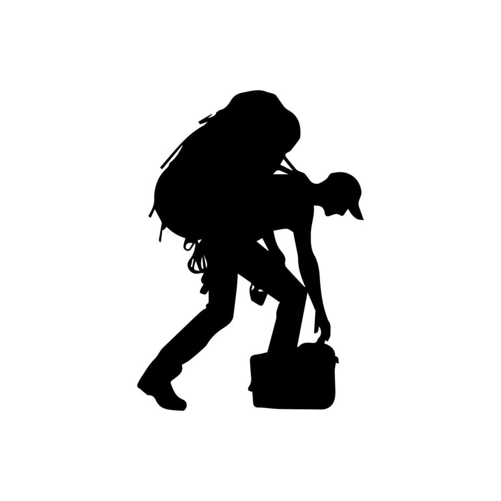 Mountain hiking silhouette, Nature exploration vector