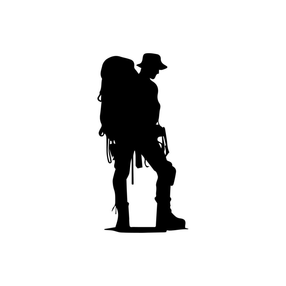 Mountain hiking silhouette, Nature exploration vector
