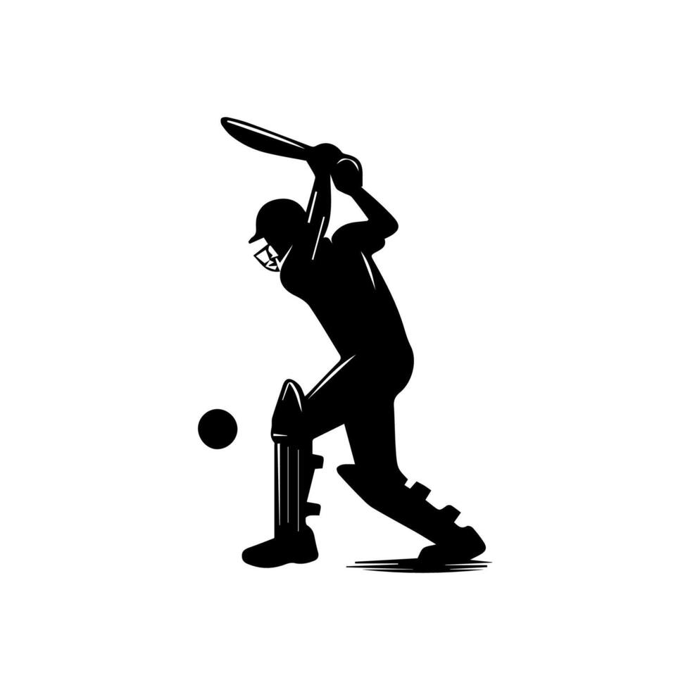 Cricket Player Silhouette Illustration vector