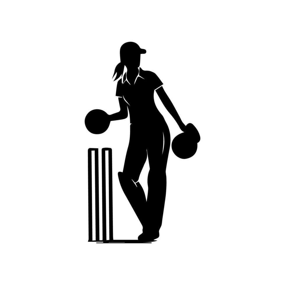 Cricket Player Silhouette Illustration vector