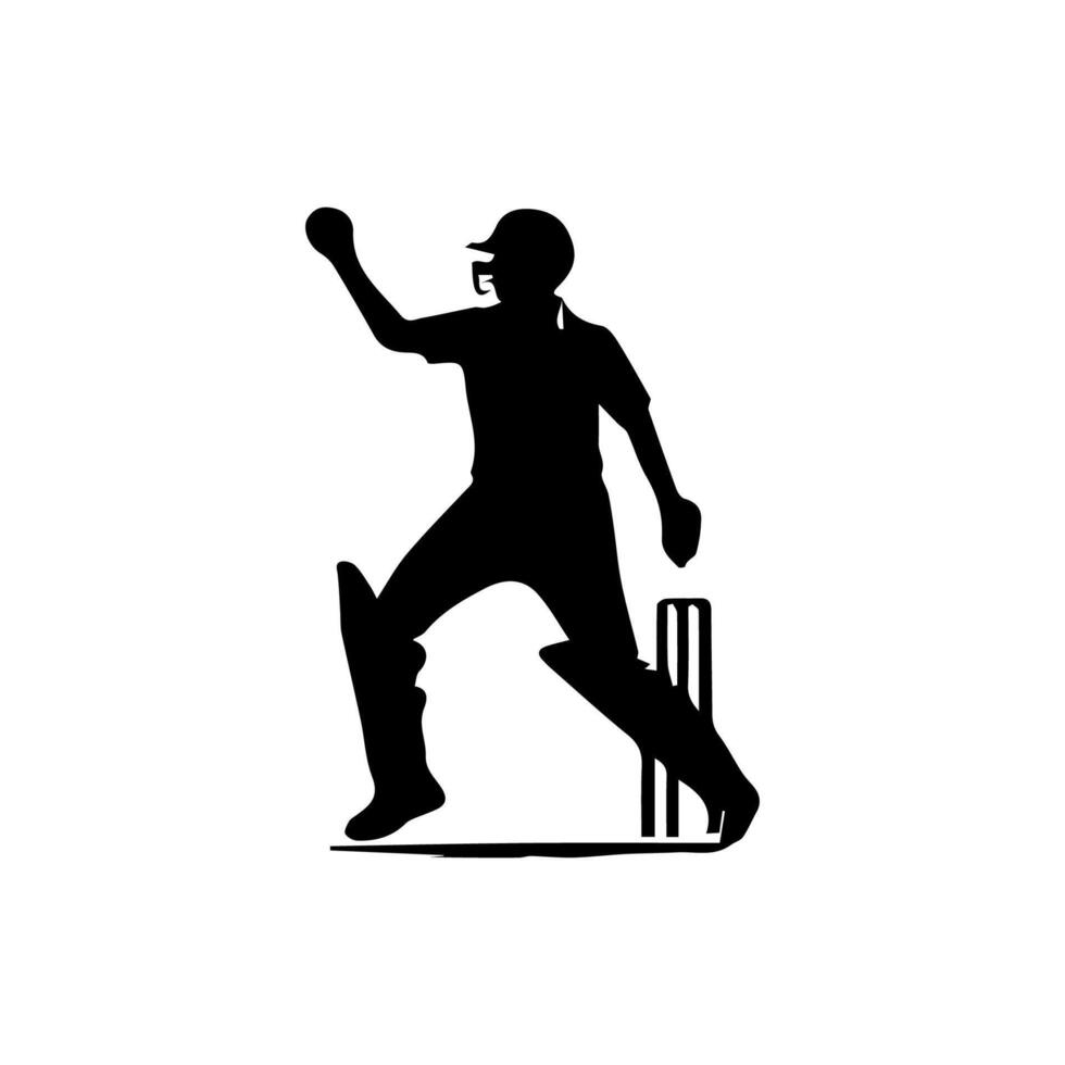 Cricket Player Silhouette Illustration vector