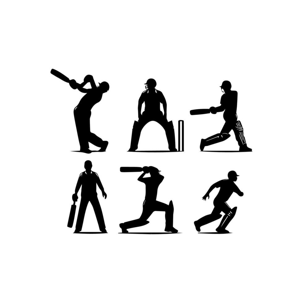 Cricket Player Silhouette Illustration vector