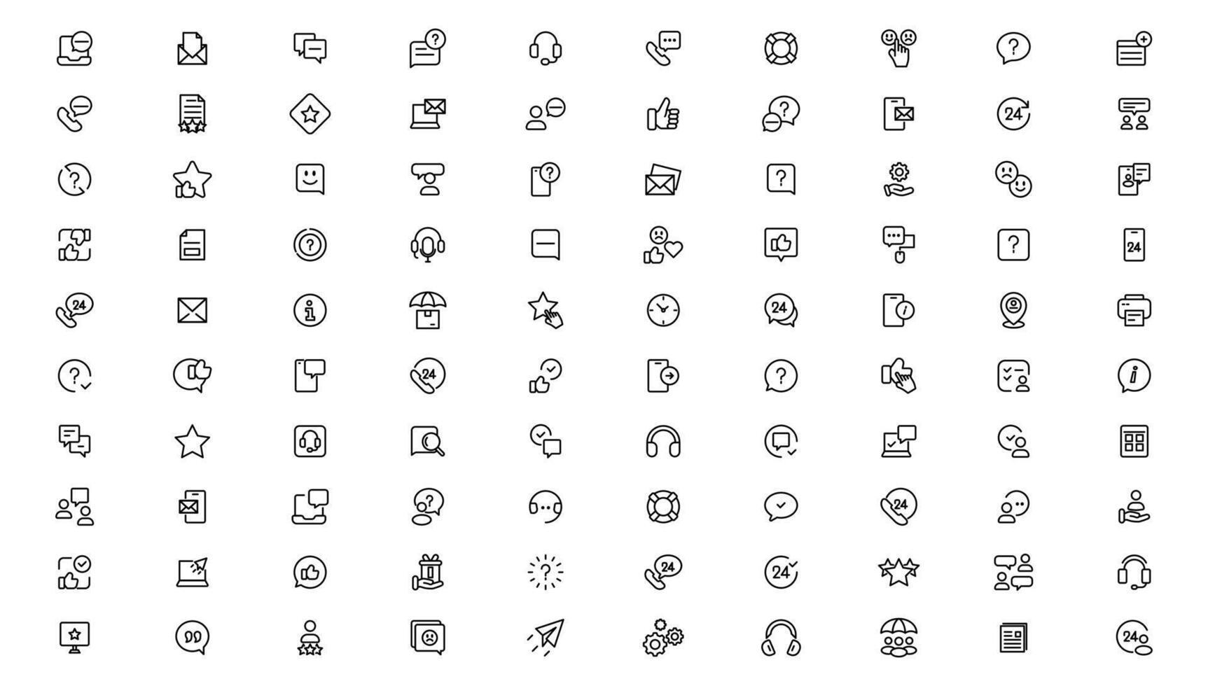 cliente Servicio y apoyo - contorno icono recopilación. Delgado línea conjunto contiene tal íconos como en línea ayuda, mesa de ayuda, rápido respuesta, realimentación y más. sencillo web íconos conjunto vector