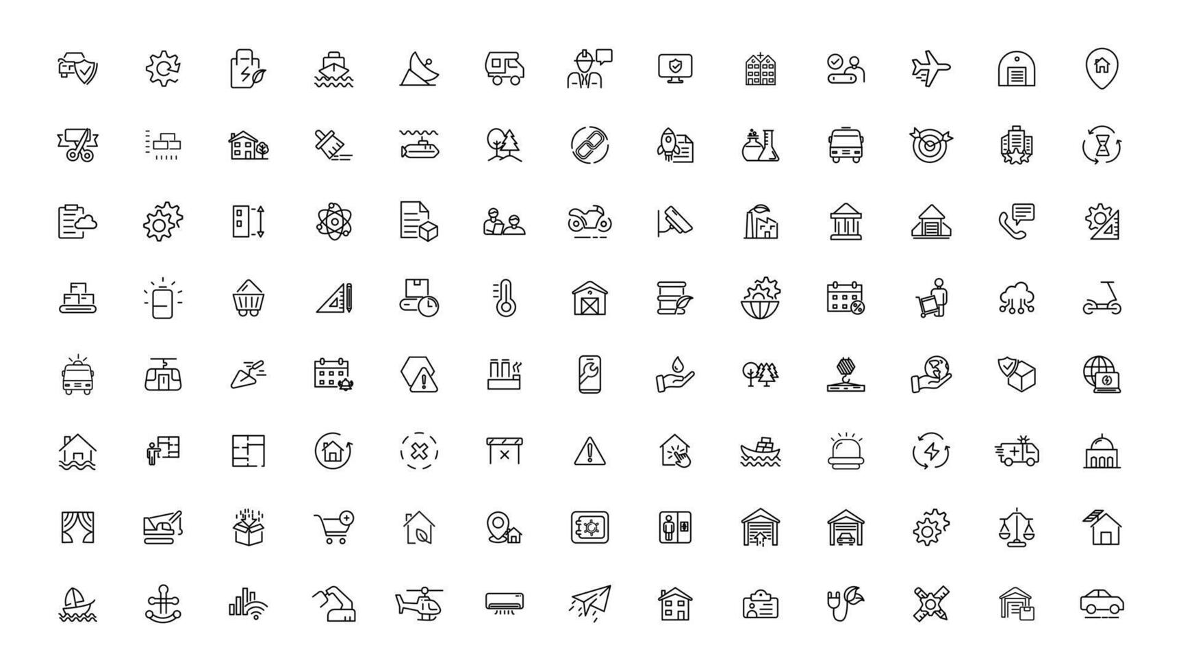 Industrial and transport linear icons collection.Set of thin line web icon set, simple outline icons collection, Pixel Perfect icons, vector