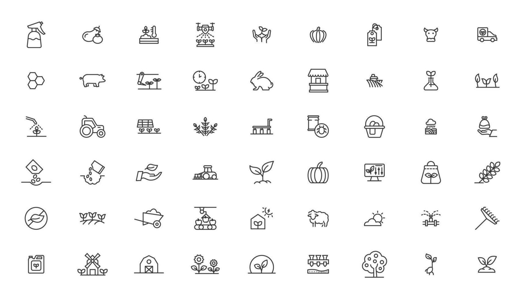 Agriculture icon set. Ecology line icons set. vector