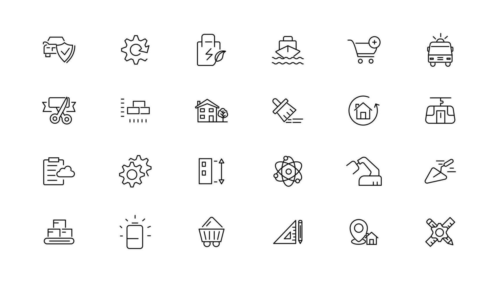Industrial and transport linear icons collection.Set of thin line web icon set, simple outline icons collection, Pixel Perfect icons, vector
