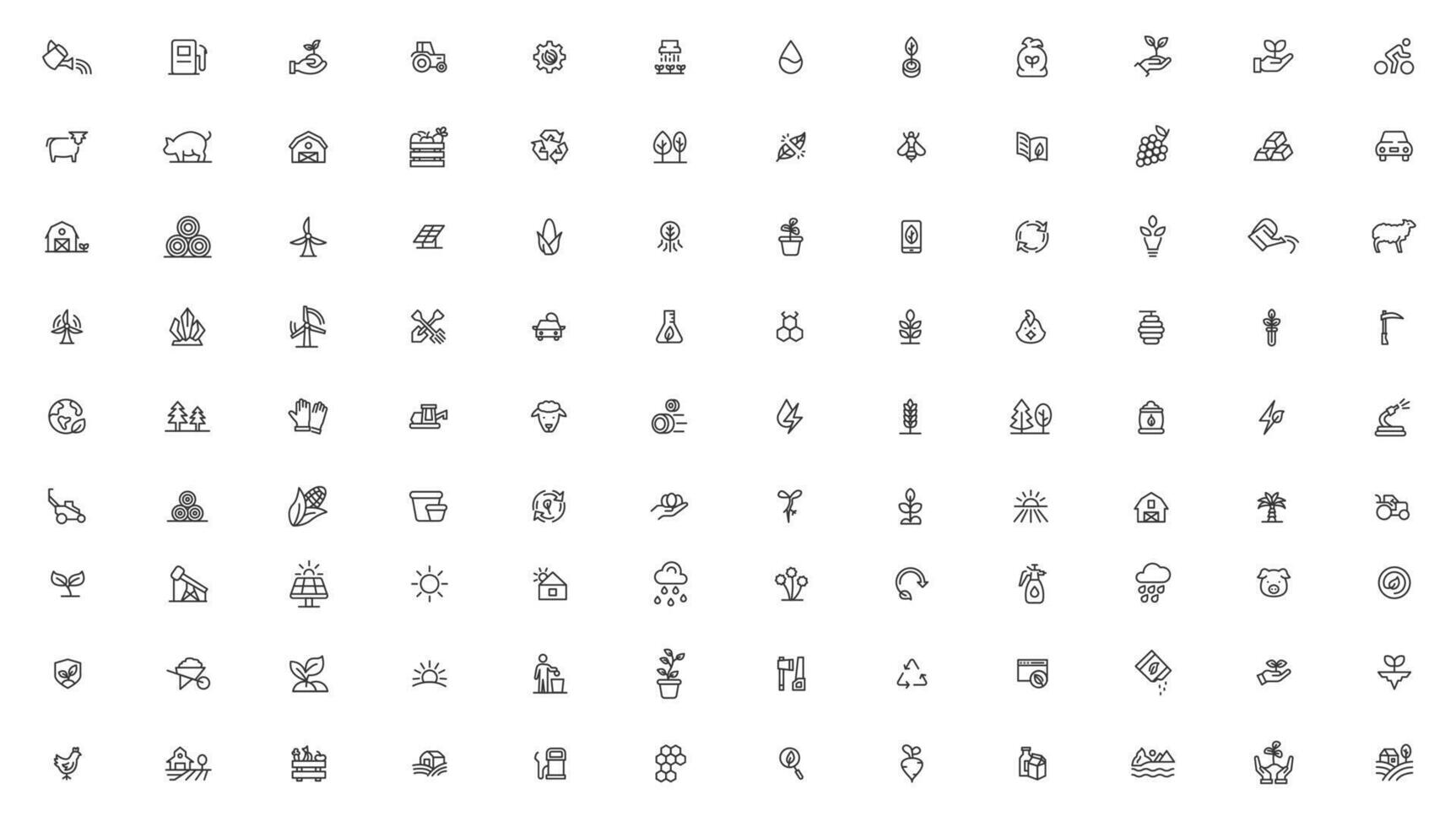 Agriculture icon set. Ecology line icons set. vector