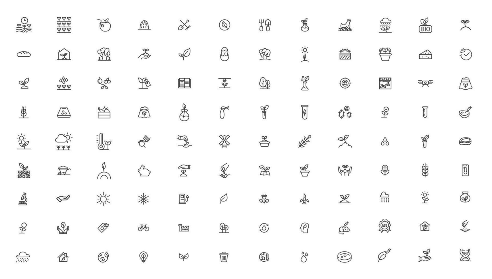 Agriculture icon set. Ecology line icons set. vector