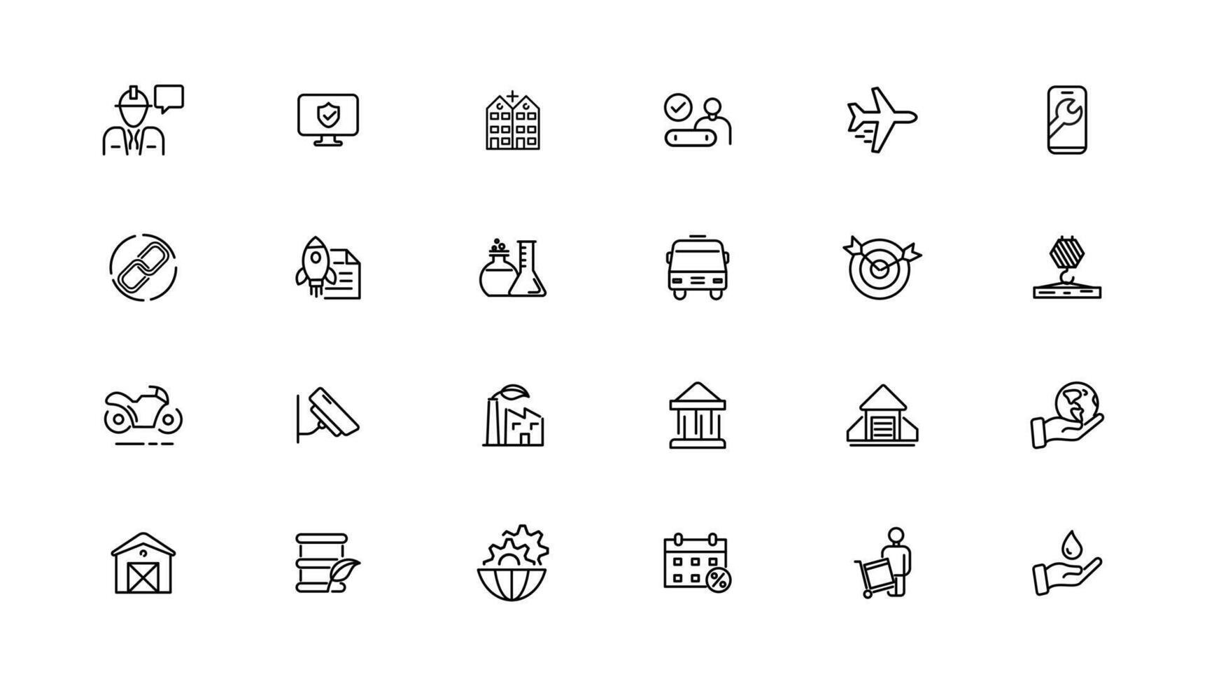 Industrial and transport linear icons collection.Set of thin line web icon set, simple outline icons collection, Pixel Perfect icons, vector