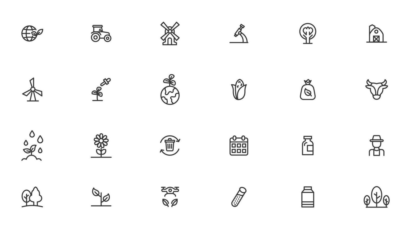 Agriculture icon set. Ecology line icons set. vector