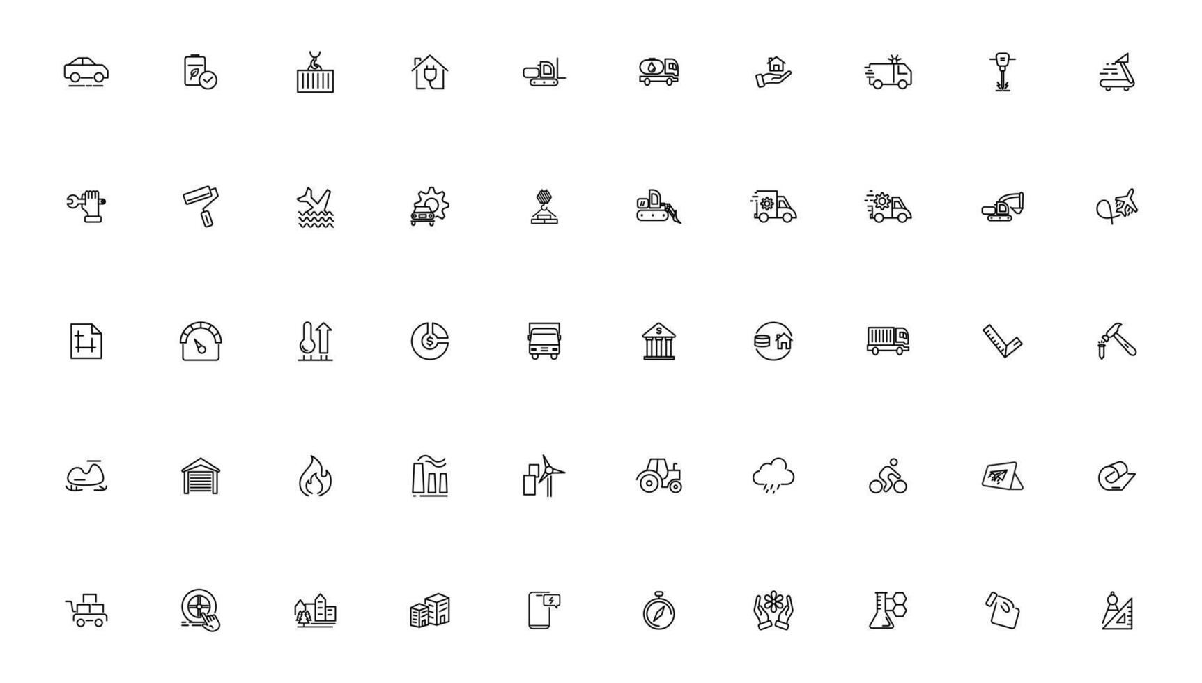 Industrial and transport linear icons collection.Set of thin line web icon set, simple outline icons collection, Pixel Perfect icons, vector
