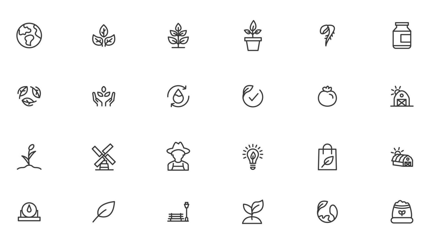 Agriculture icon set. Ecology line icons set. vector