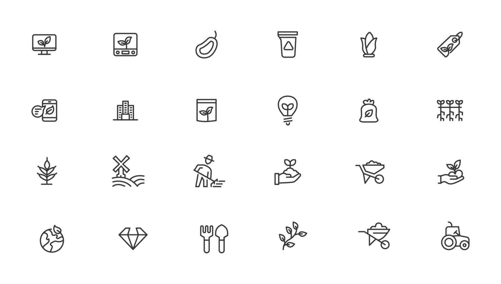 Agriculture icon set. Ecology line icons set. vector