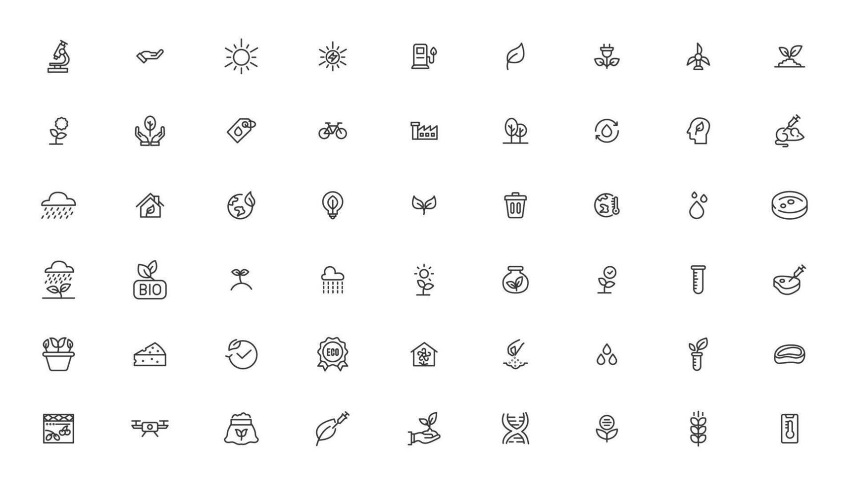 Agriculture icon set. Ecology line icons set. vector