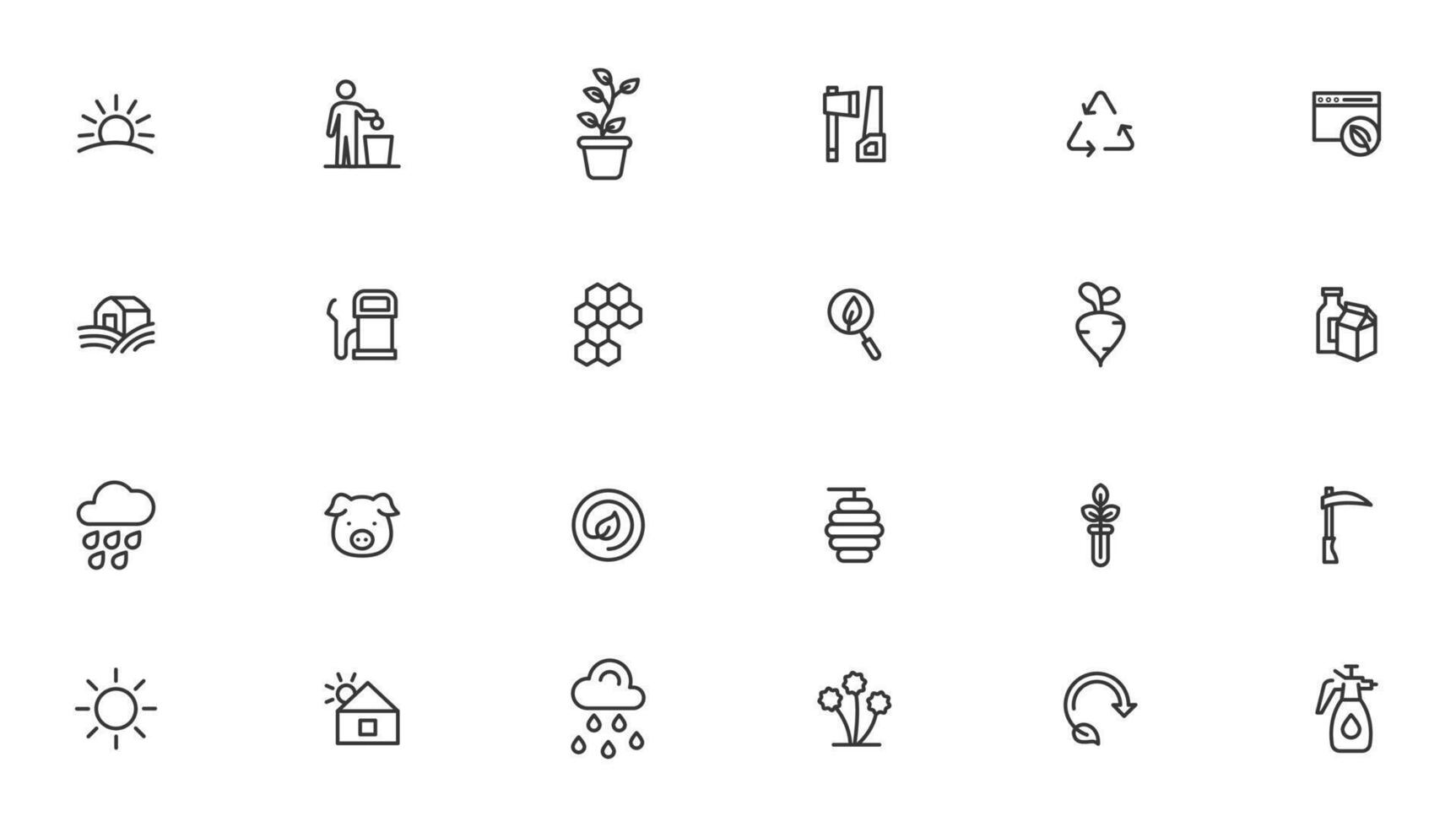Agriculture icon set. Ecology line icons set. vector