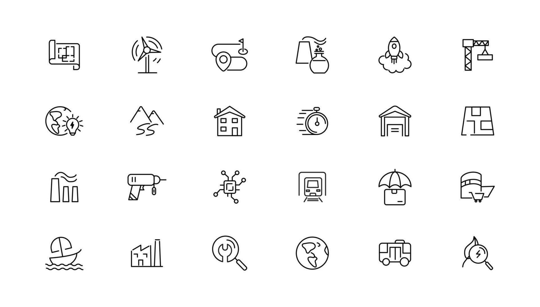 Industrial and transport linear icons collection.Set of thin line web icon set, simple outline icons collection, Pixel Perfect icons, vector