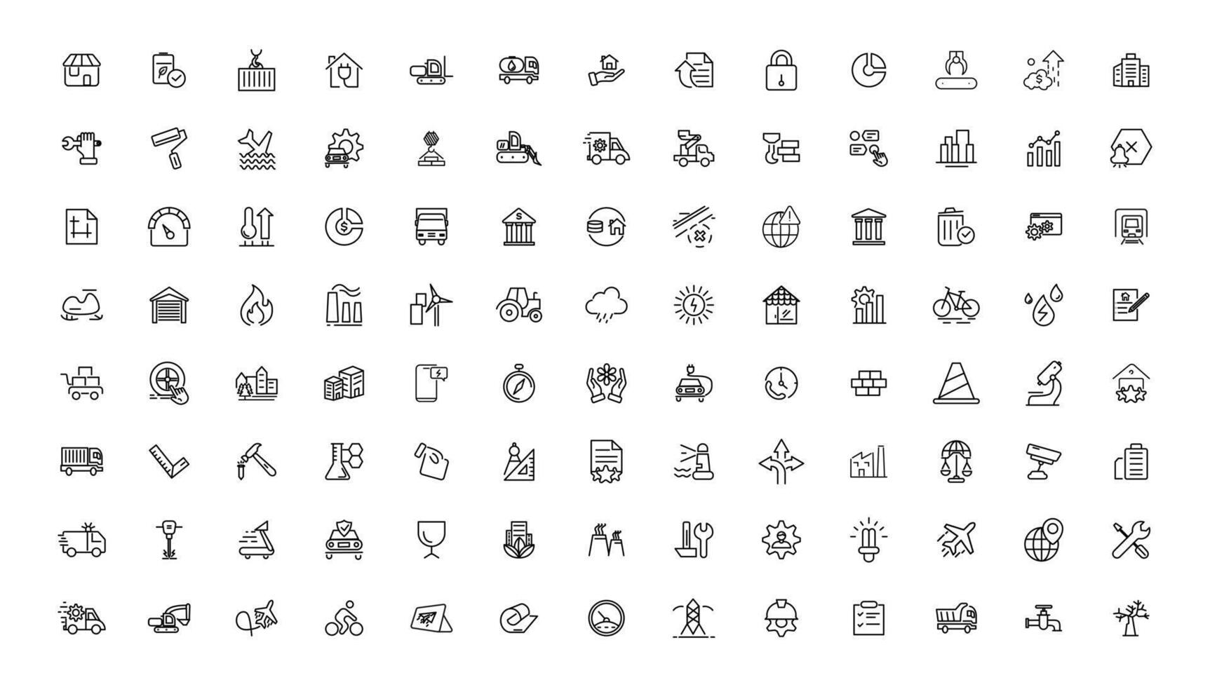 Industrial and transport linear icons collection.Set of thin line web icon set, simple outline icons collection, Pixel Perfect icons, vector