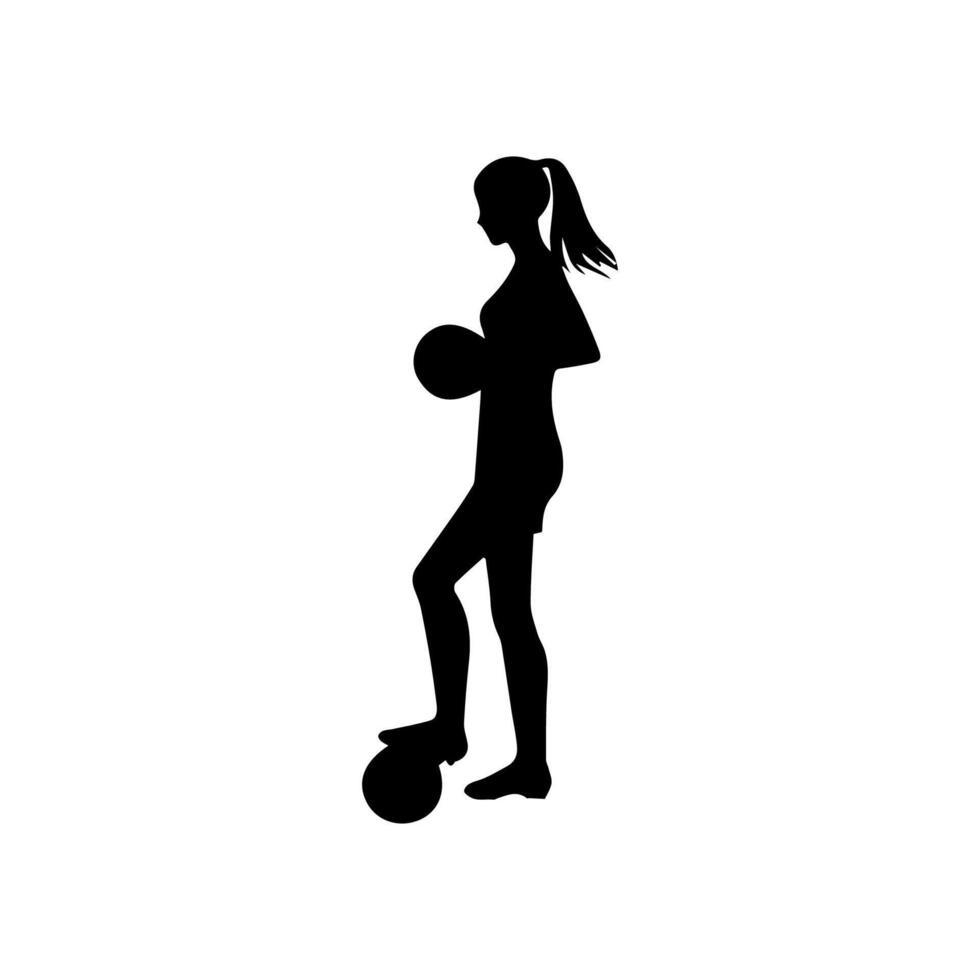 football player silhouette with ball vector