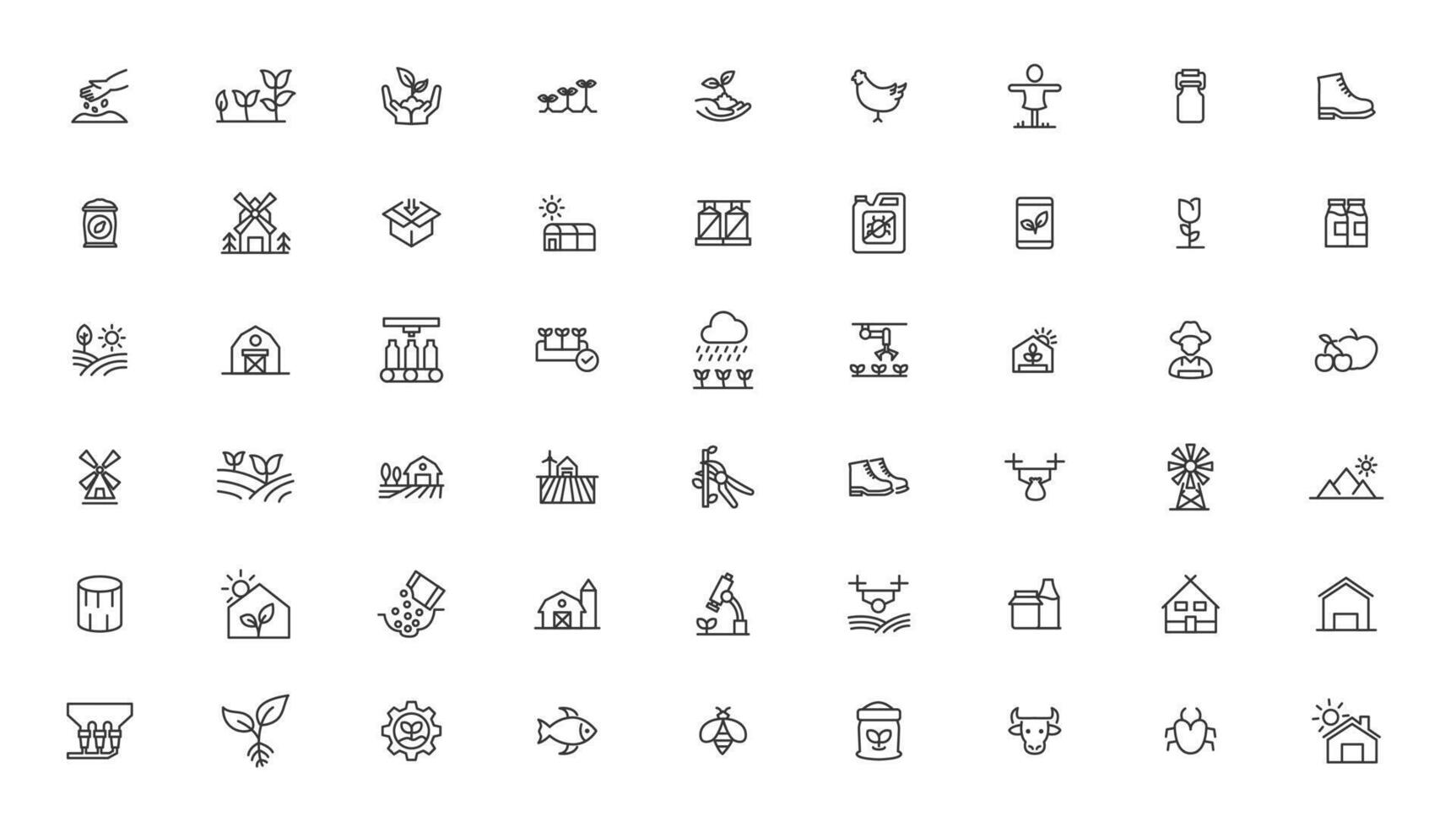 Agriculture icon set. Ecology line icons set. vector