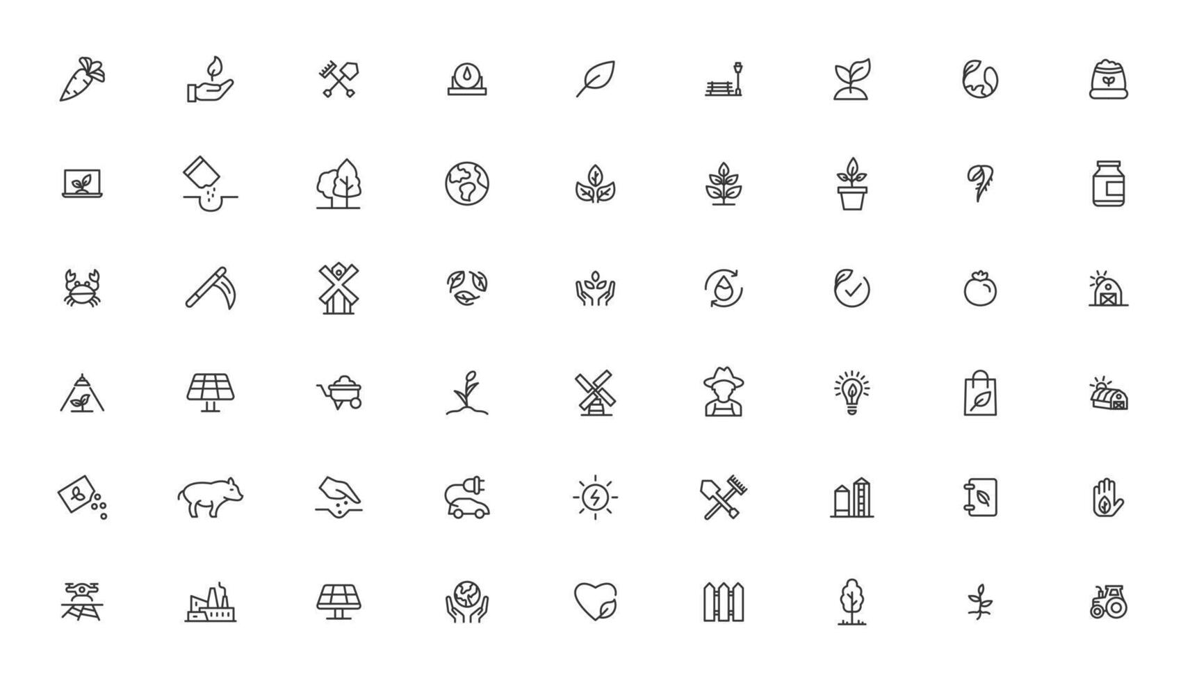 Agriculture icon set. Ecology line icons set. vector