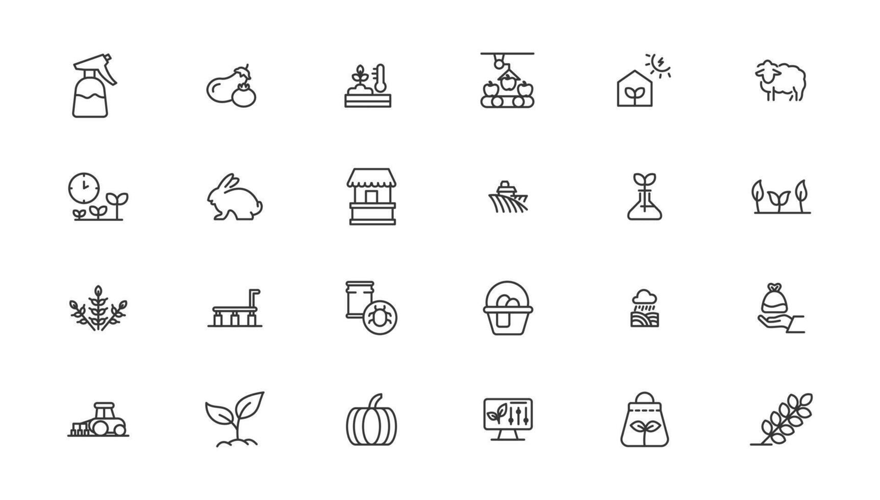 Agriculture icon set. Ecology line icons set. vector