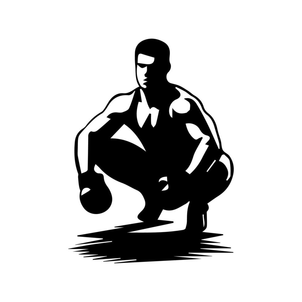 Weightlifter lifts big barbell silhouette vector