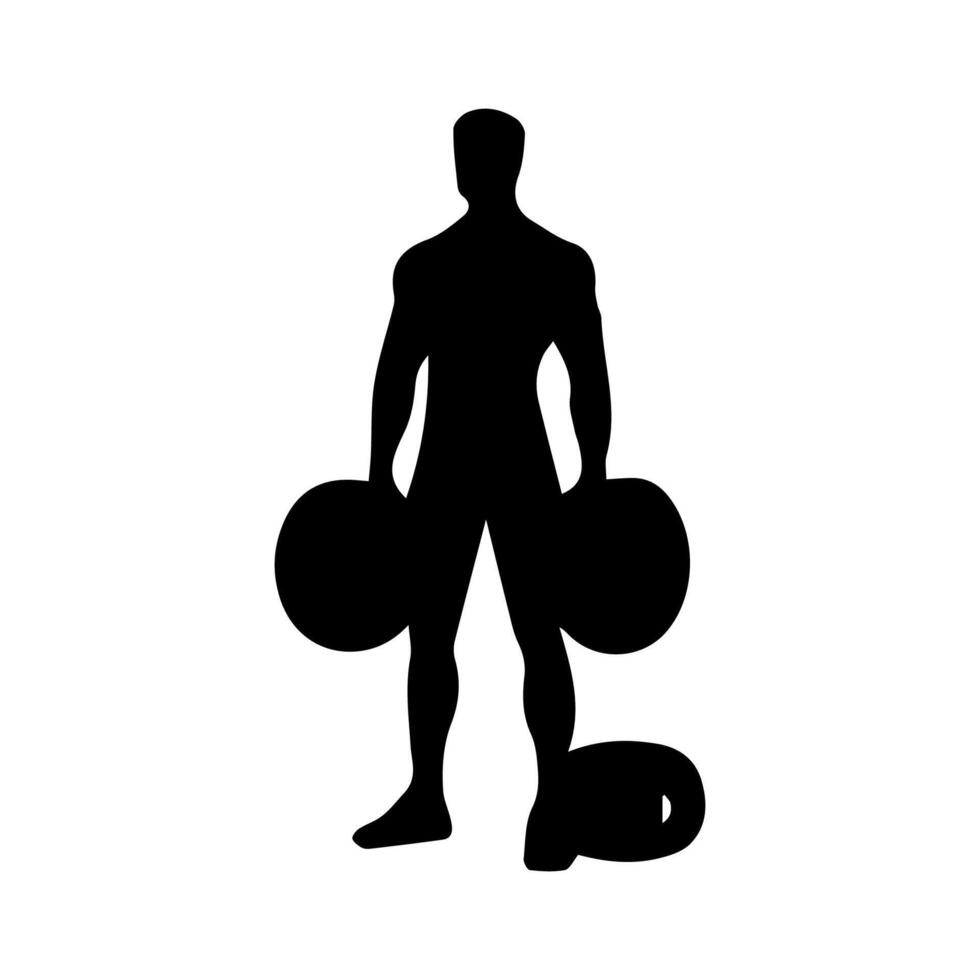 Weightlifter lifts big barbell silhouette vector