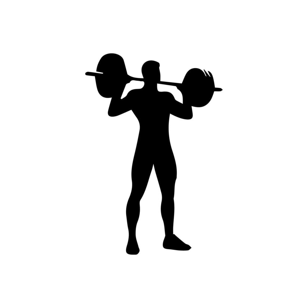 Weightlifter lifts big barbell silhouette vector