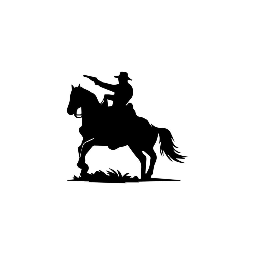 cowboys silhouettes with horse vector