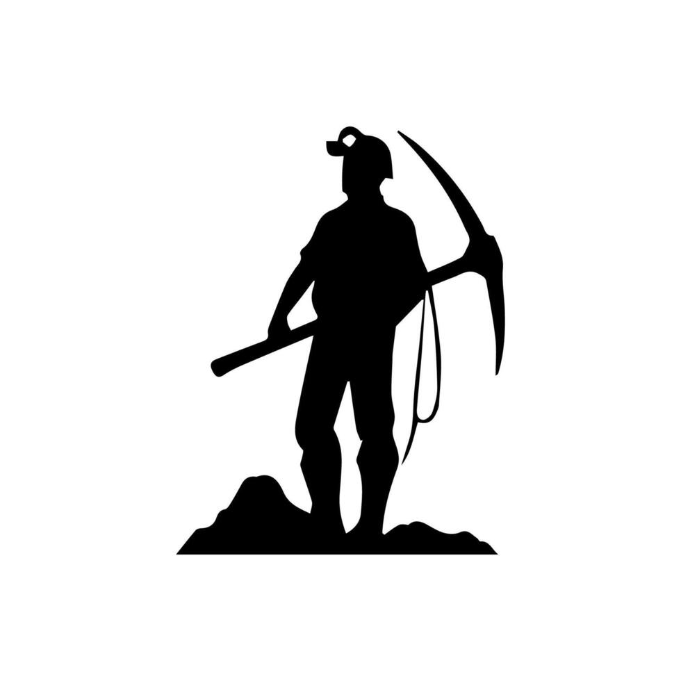construction worker silhouette. wearing helmet wear pack and tools vector