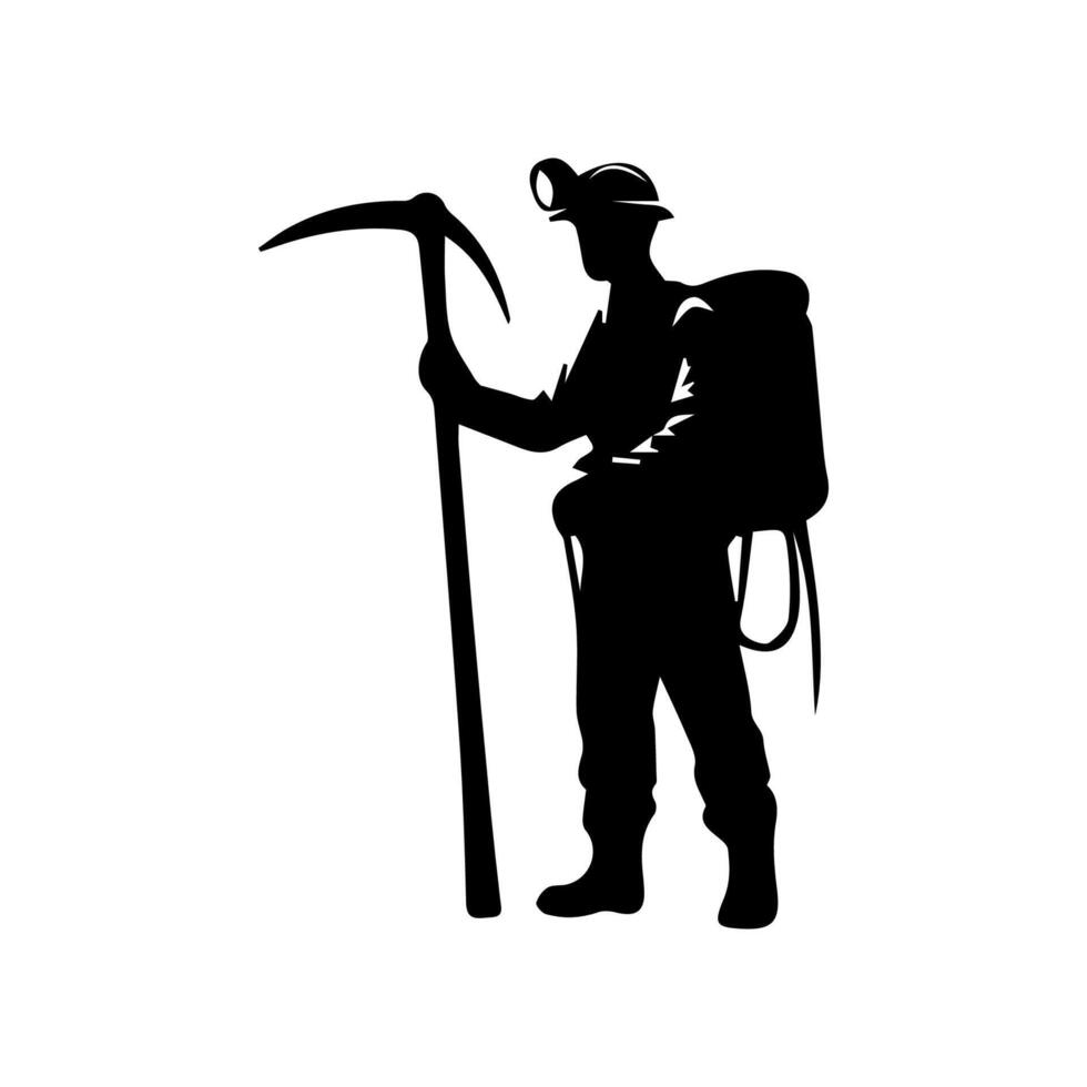 construction worker silhouette. wearing helmet wear pack and tools vector