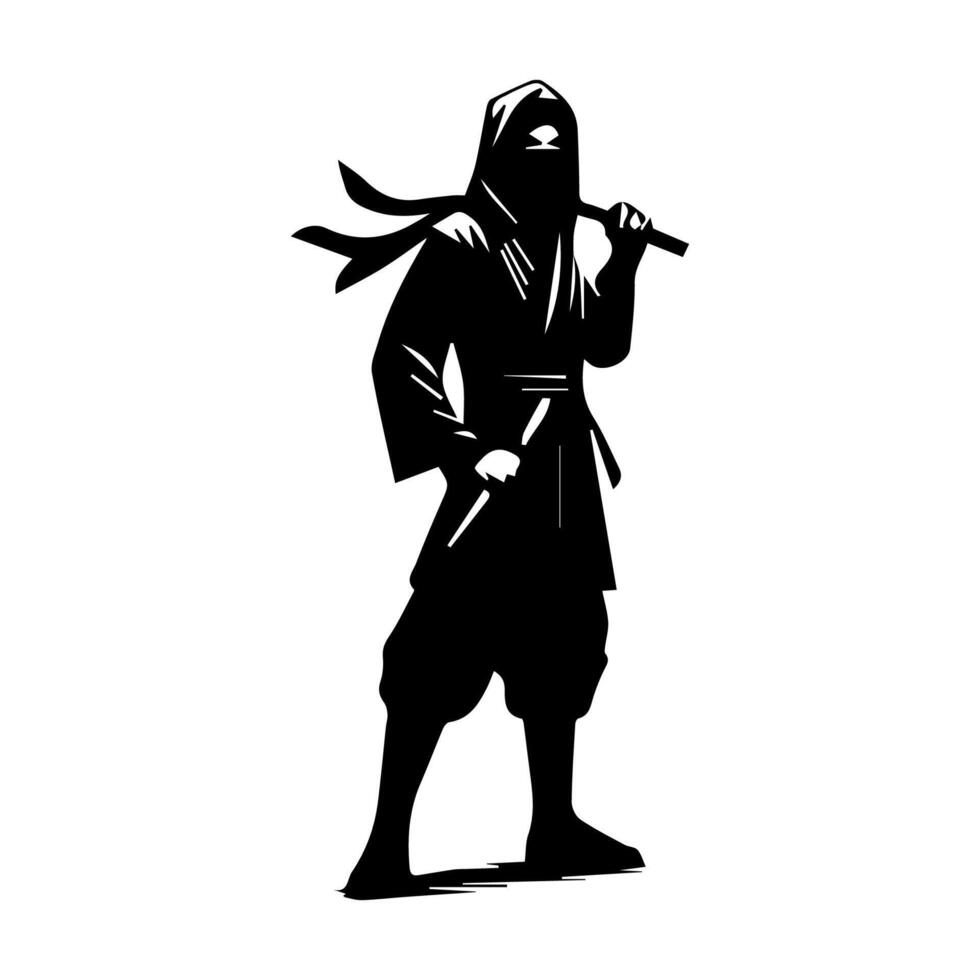 ninja silhouette on a white background vector