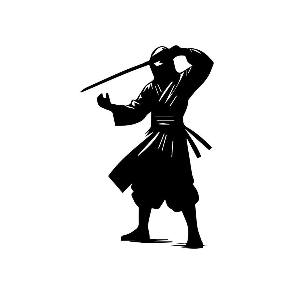 ninja silhouette on a white background vector