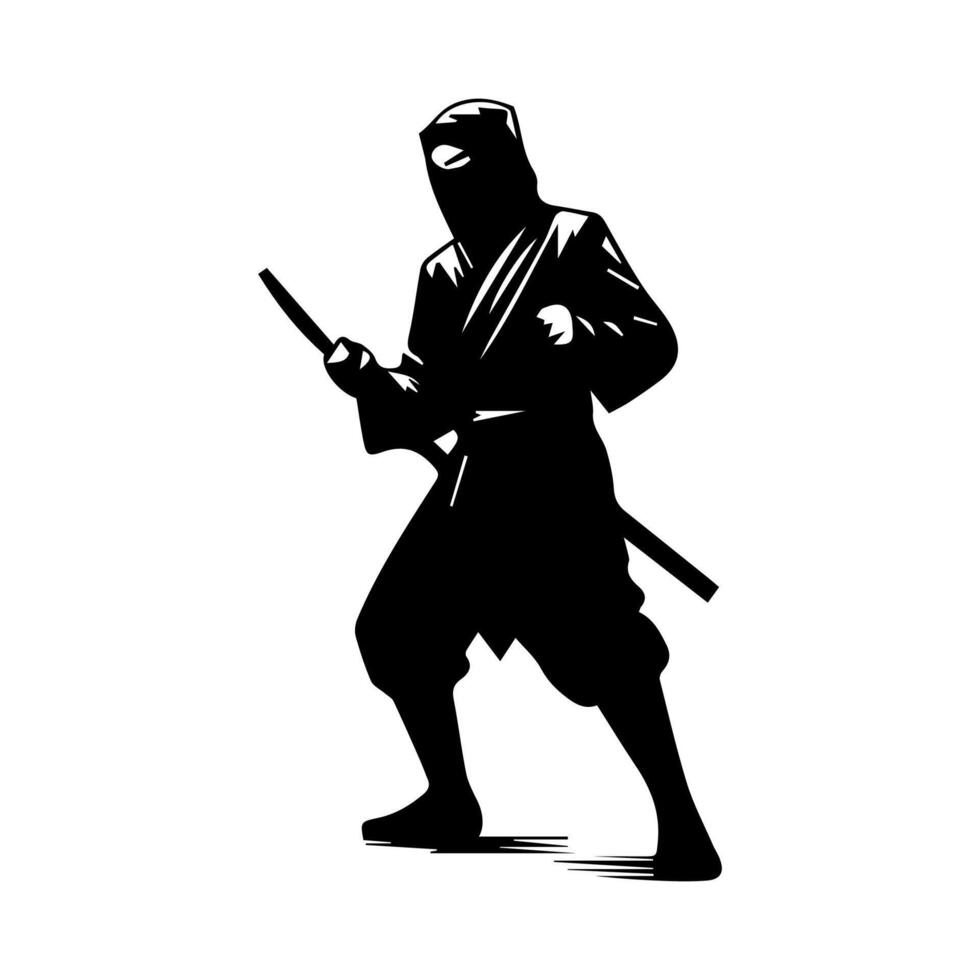 ninja silhouette on a white background vector