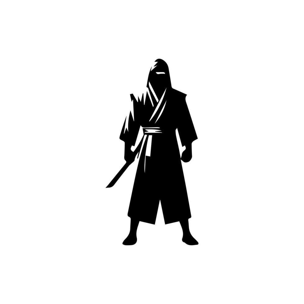 silhouette of ninja on a white background vector