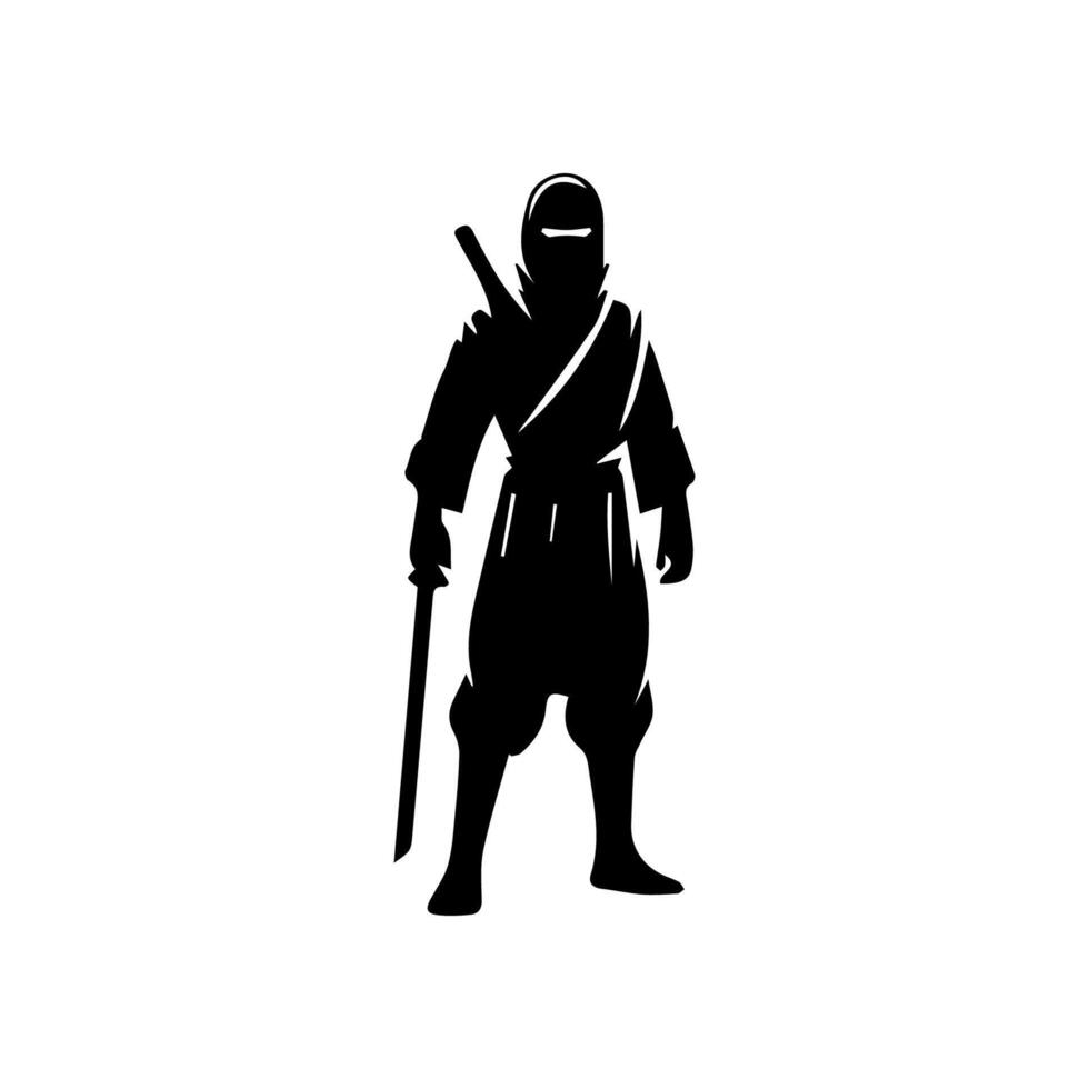silhouette of ninja on a white background vector