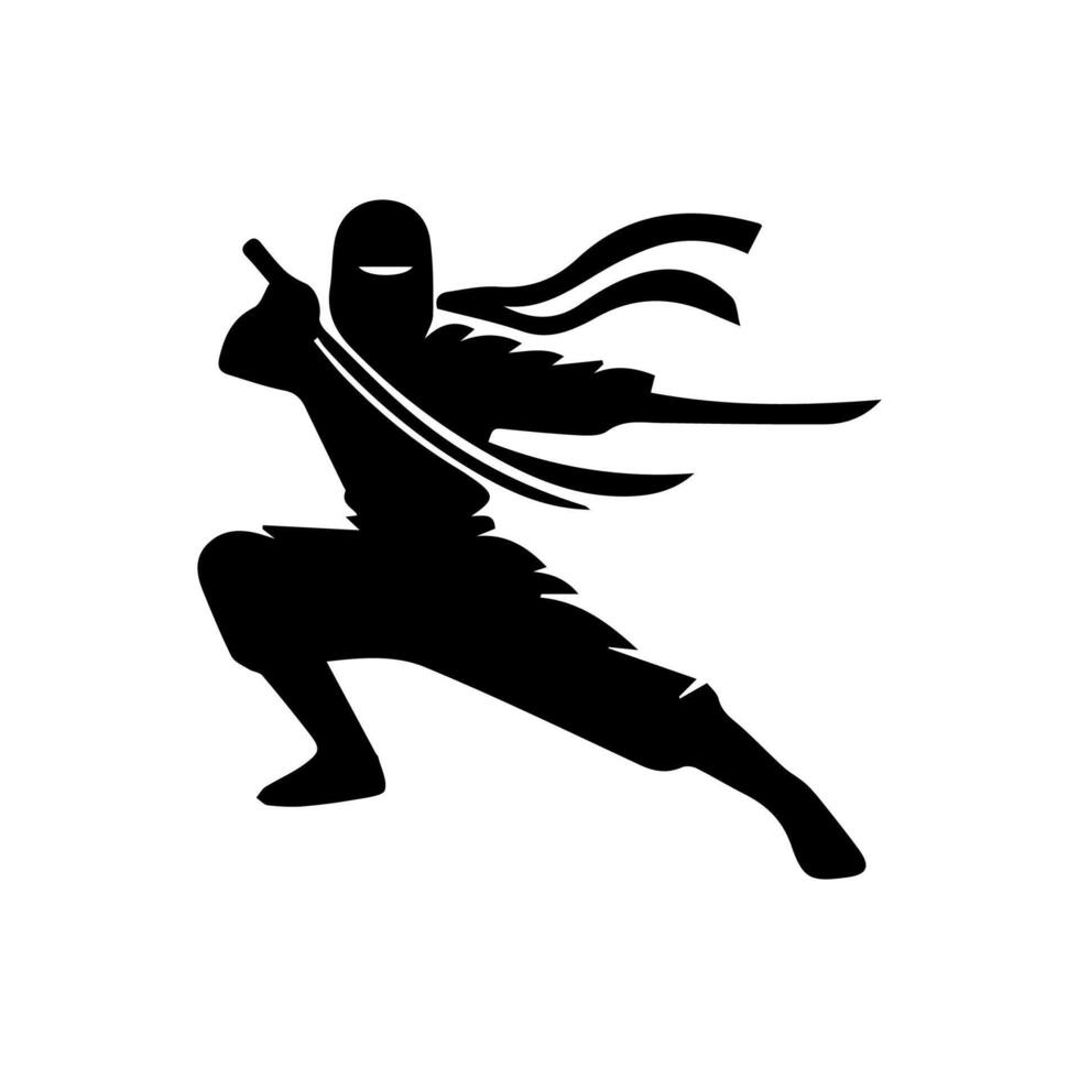 silhouette of ninja on a white background vector