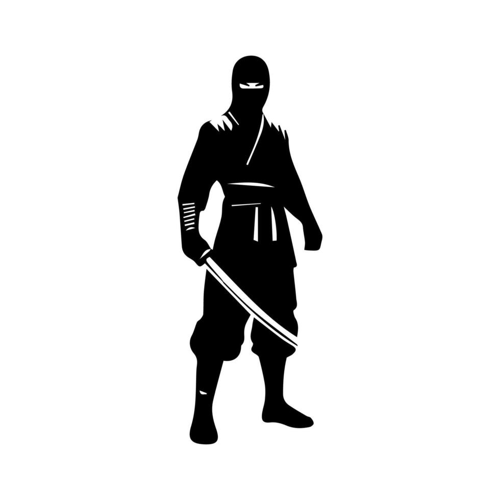 silhouette of ninja on a white background vector