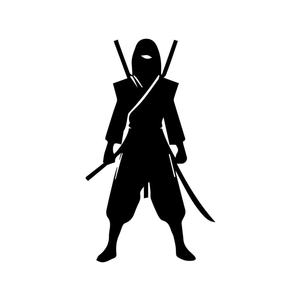 silhouette of ninja on a white background vector