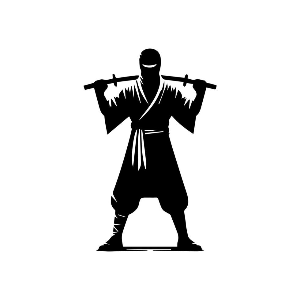silhouette of ninja on a white background vector