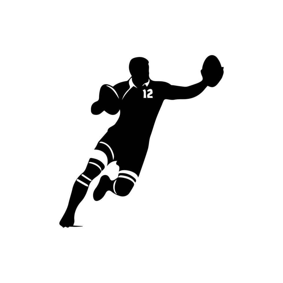Rugby player silhouette athlete vector