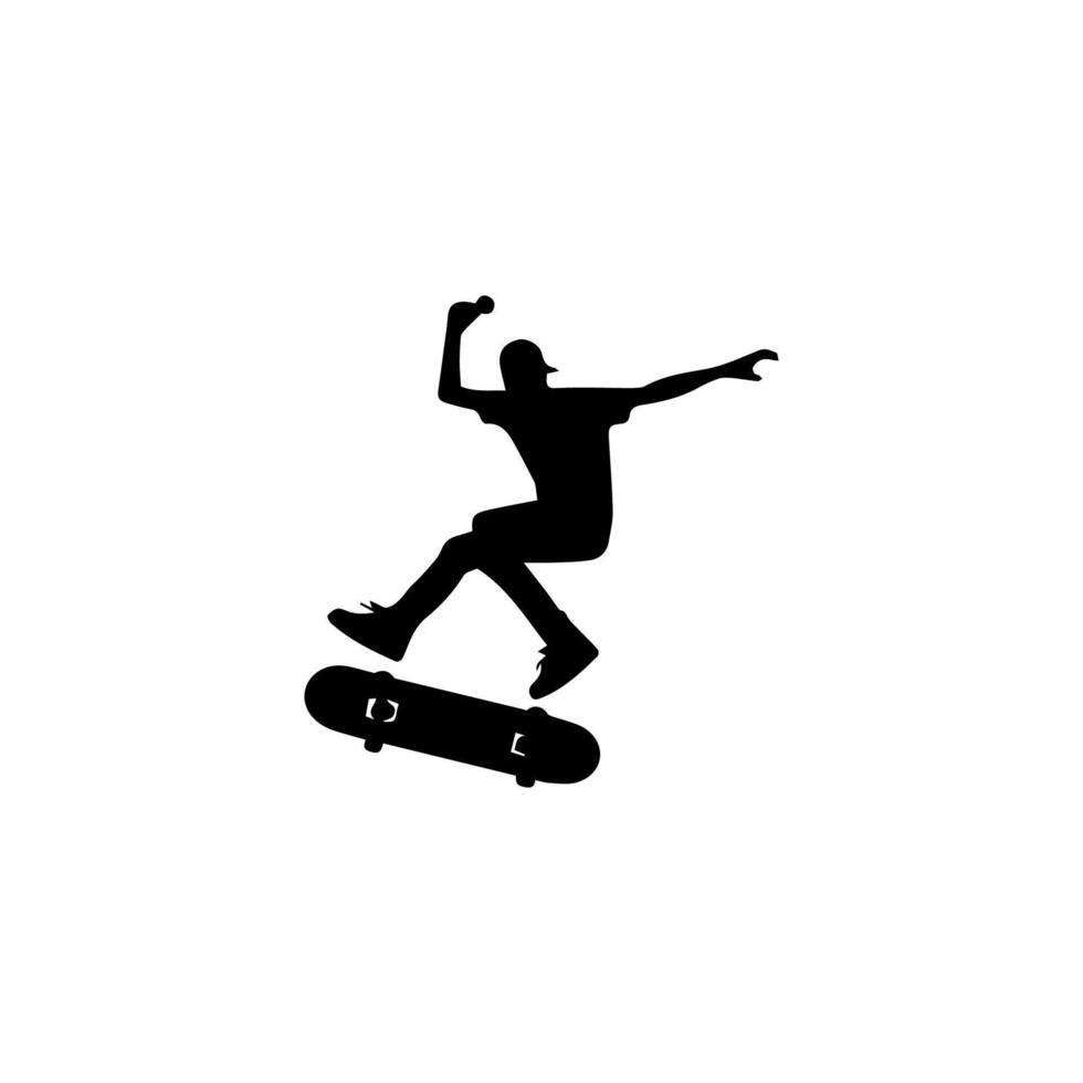 Skateboard action player silhouette illustration vector