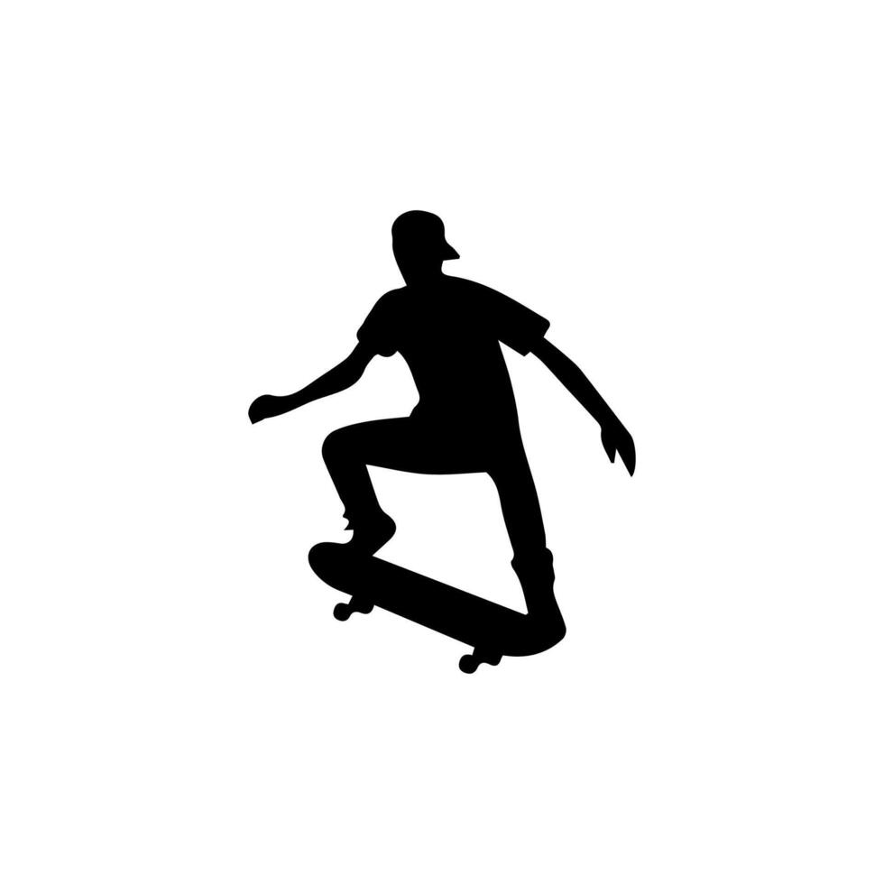 Skateboard action player silhouette illustration vector